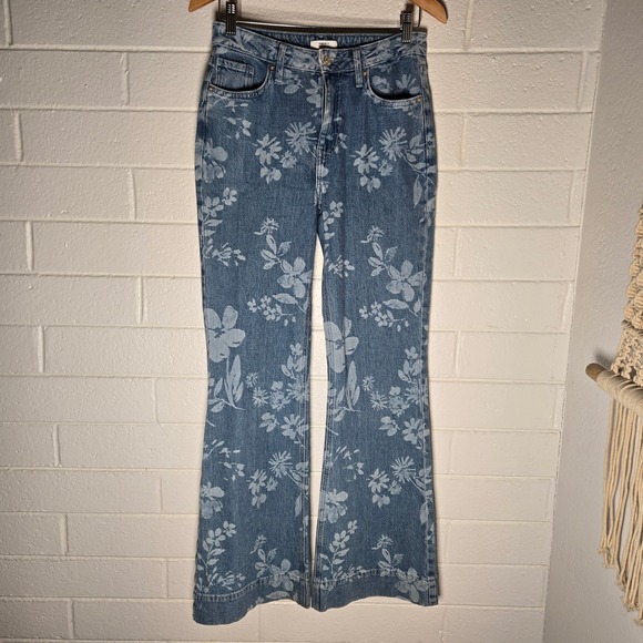 Forever 21 Denim - Y2K Vtg Forever 21 Floral Print Jeans 26 High Rise Flare Light Wash Denim Boho‎